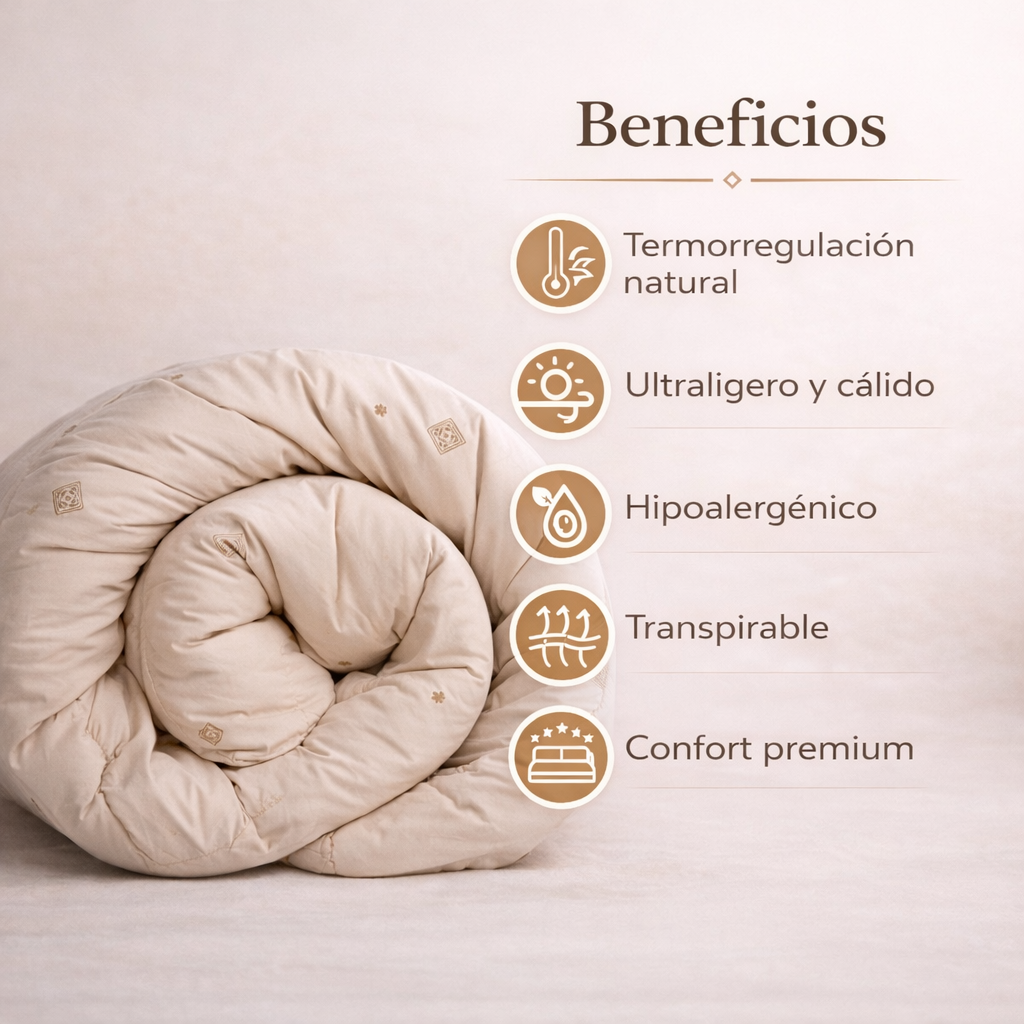 Relleno de Duvet de Lana de Camello | Ligero y Termorregulador | Duna Camel